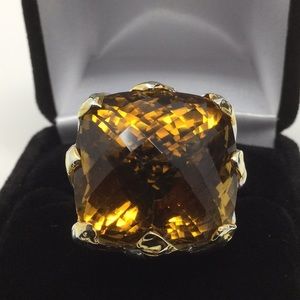 Inspiring 34 CTW Genuine Cognac Quartz Ring